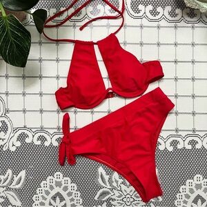 NWOT Red Highwaisted Bikini Set
